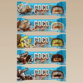 Протеїнові батончики Coco Caramel FitWin, Смак батончика: MIX - (20 шт)