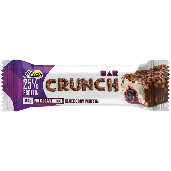 Протеїнові батончики Crunch Bar FitWin ➤ Білка 25% ➤ Вага 50 г ➤ Чорничний мафін, Смак батончика: Чорничний мафін, фото 2