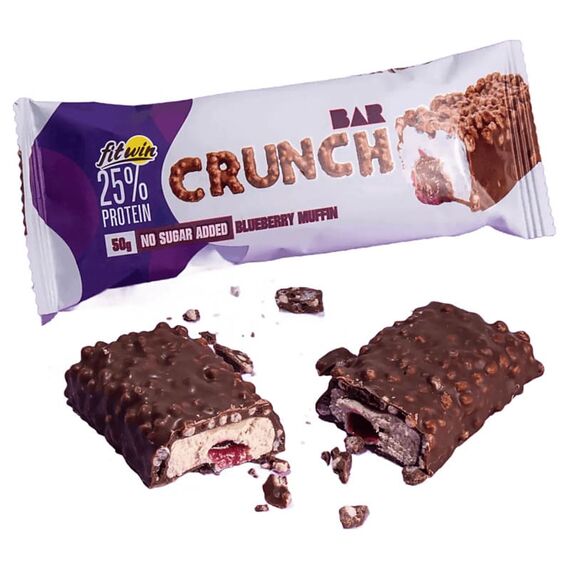 Протеїнові батончики Crunch Bar FitWin ➤ Білка 25% ➤ Вага 50 г ➤ Чорничний мафін, Смак батончика: Чорничний мафін, фото 3