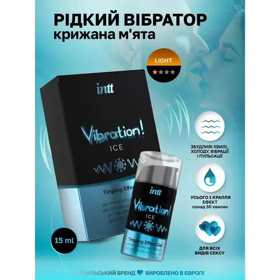 Рідкий вібратор Intt Vibration Ice ➤ Інтенсивність відчуттів 1 з 4 ➤ Ментол ➤ 15 мл, Смак: Ментол, фото 4